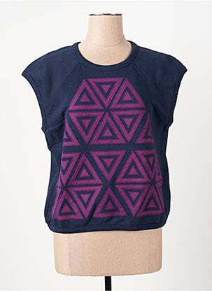 Sweat-shirt col rond sans manche bleu LEON & HARPER femme