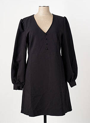 Robe mi-longue manches longues manches longues noir ICHI femme