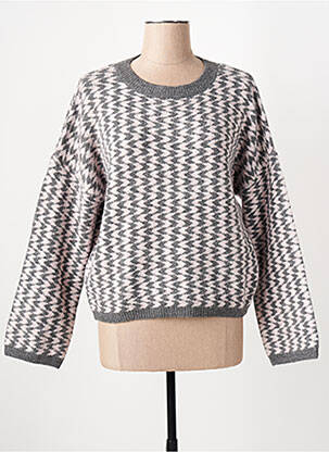 Pull gris ICHI pour femme