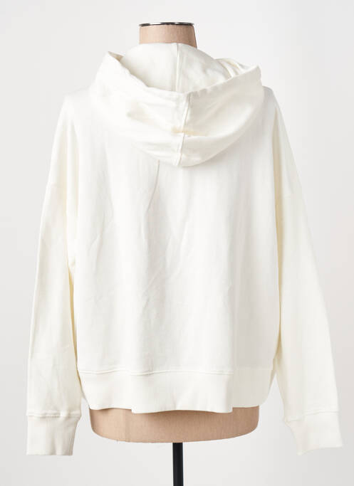 Sweat-shirt à capuche sérigraphie manches longues blanc FIVE femme