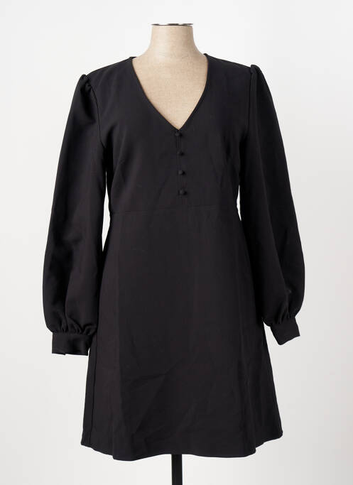 Robe mi-longue manches longues manches longues noir ICHI femme