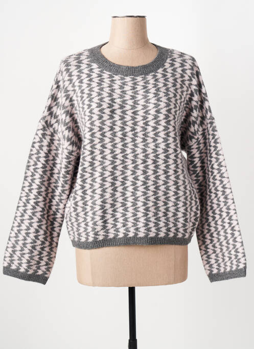 Pull gris ICHI pour femme