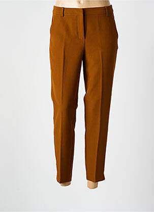 Pantalon chino fermeture zippée sous rabat avec crochet taille normale jaune ICHI femme