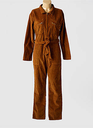 Combi-pantalon col chemisier manches longues marron LA PETITE ETOILE femme