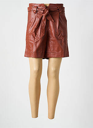Short taille à pinces taille haute marron GRACE & MILA femme