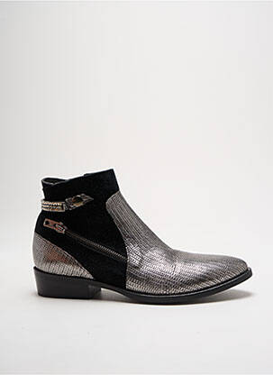 Bottines/boots tissage satiné talon plat jusqu'à 3cm argent REGARD femme