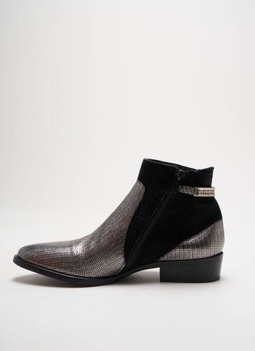 Bottines/boots tissage satiné talon plat jusqu'à 3cm argent REGARD femme