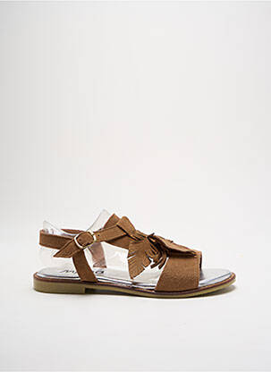 Sandales/nu pieds chiquet talon plat jusqu'à 3cm marron MYMA femme