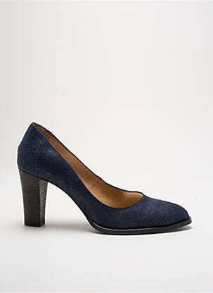 Escarpins tissage satiné talon de 7 à 9cm bleu MYMA femme