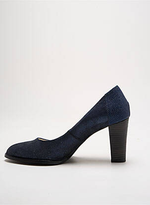 Escarpins tissage satiné talon de 7 à 9cm bleu MYMA femme