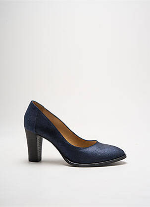 Escarpins tissage satiné talon de 7 à 9cm bleu MYMA femme