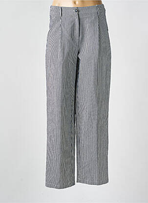Pantalon large fermeture zippée sous rabat boutonné taille haute bleu O'MER femme