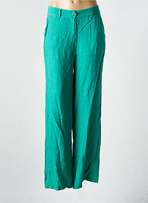 Pantalon large fermeture zippée sous rabat boutonné taille haute vert LA FEE MARABOUTEE femme