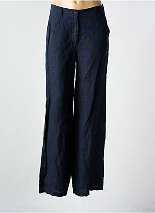 Pantalon large fermeture zippée sous rabat boutonné taille haute bleu LA FEE MARABOUTEE femme