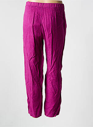 Pantalon droit tissage crêpe taille haute violet LA FEE MARABOUTEE femme