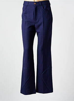 Pantalon flare fermeture zippée sous rabat boutonné taille haute bleu SEE BY CHLOÉ femme