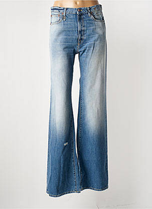 Jean coupe flare effet usé délavé taille haute bleu R13 femme