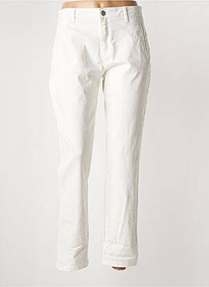 Pantalon chino fermeture zippée sous rabat boutonné taille normale blanc SELECTED femme