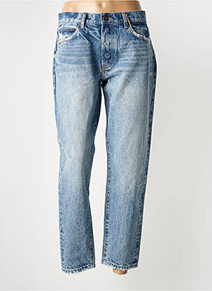 Jeans coupe droite effet usé délavé taille normale bleu BORO femme