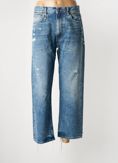 Jeans boyfriend finition franges taille normale bleu R13 femme