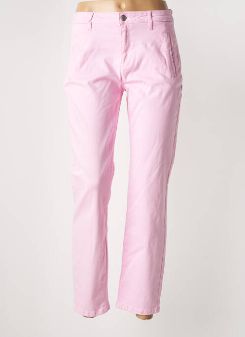 Pantalon chino fermeture zippée sous rabat boutonné taille normale rose SELECTED femme
