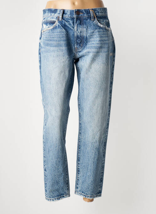 Jeans coupe droite effet usé délavé taille normale bleu BORO femme