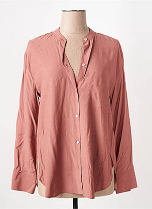 Chemisier tissage popeline manches longues rose VINCE. femme