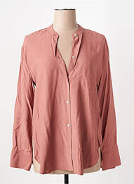 Chemisier tissage popeline manches longues rose VINCE. femme