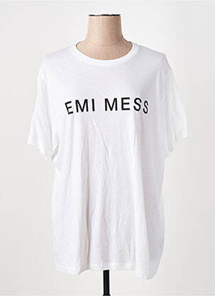 T-shirt coupe droite manches courtes blanc EMI MESS femme