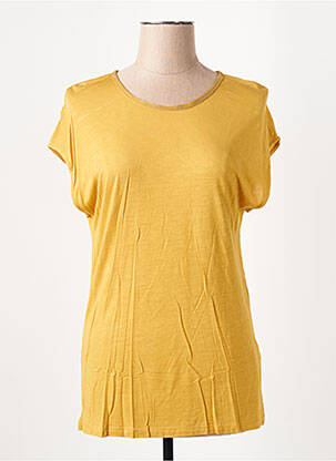 T-shirt stretch manches courtes jaune LA FEE MARABOUTEE femme