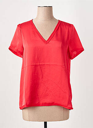 Blouse col v manches courtes rouge KOCCA femme