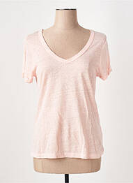 T-shirt col v manches courtes rose MKT STUDIO femme