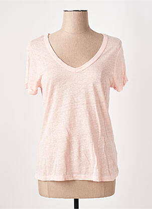 T-shirt col v manches courtes rose MKT STUDIO femme
