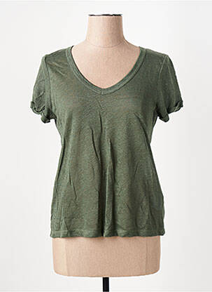 T-shirt col v manches courtes vert MKT STUDIO femme