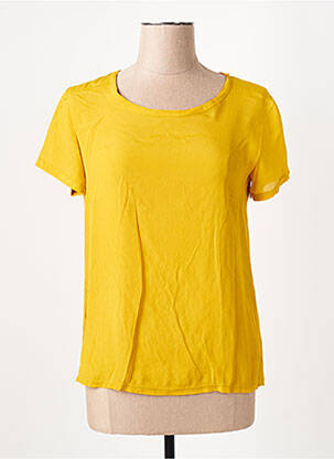 Top stretch manches courtes jaune LA FEE MARABOUTEE femme