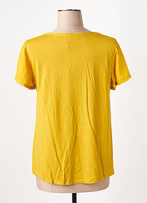 Top tissage crêpe manches courtes jaune LA FEE MARABOUTEE femme
