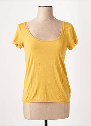 T-shirt stretch manches courtes jaune LA FEE MARABOUTEE femme