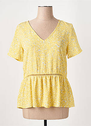 Top tissage crêpe manches courtes jaune SUNCOO femme