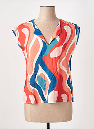 Top imprimé fantaisie manches courtes orange LA FEE MARABOUTEE femme