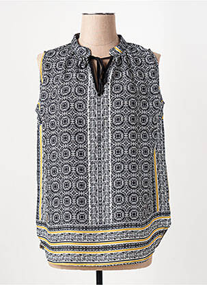 Top imprimé fantaisie sans manche noir LA FEE MARABOUTEE femme