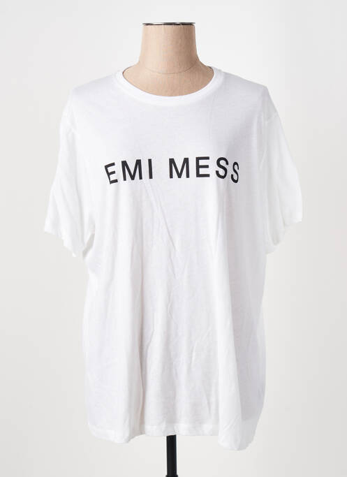 T-shirt coupe droite manches courtes blanc EMI MESS femme