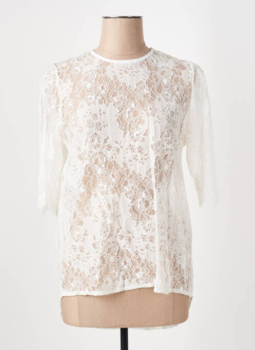 Top coupe cintrée manches 3/4 blanc ROSEANNA femme