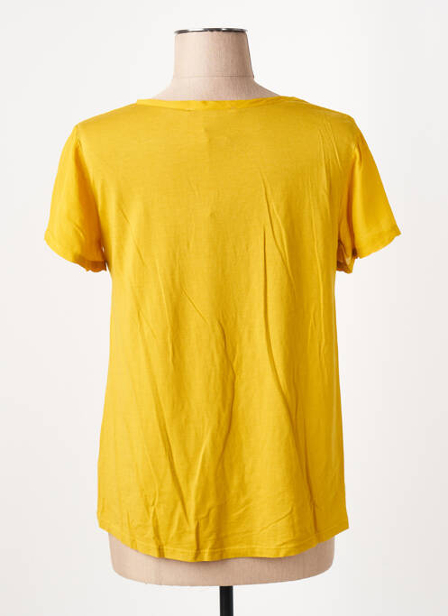 Top stretch manches courtes jaune LA FEE MARABOUTEE femme
