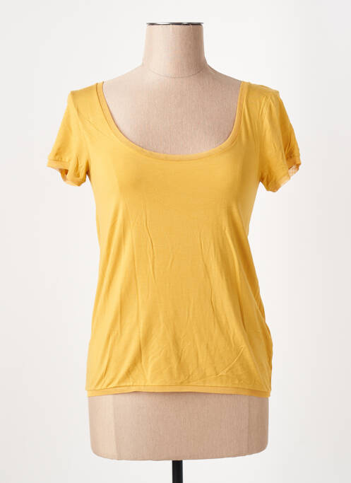 T-shirt stretch manches courtes jaune LA FEE MARABOUTEE femme