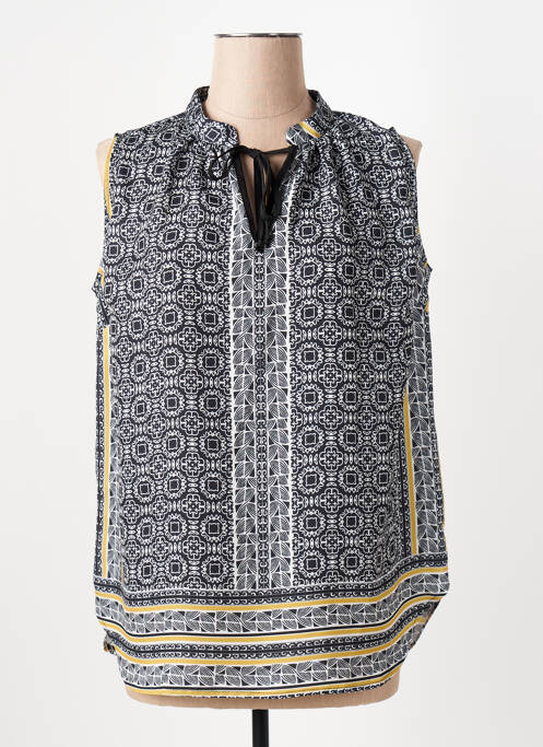 Top imprimé fantaisie sans manche noir LA FEE MARABOUTEE femme