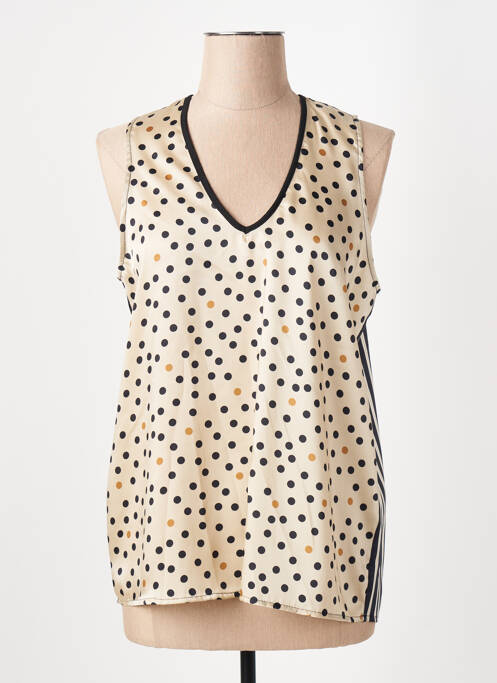 Top coupe fluide sans manche beige LA FEE MARABOUTEE femme