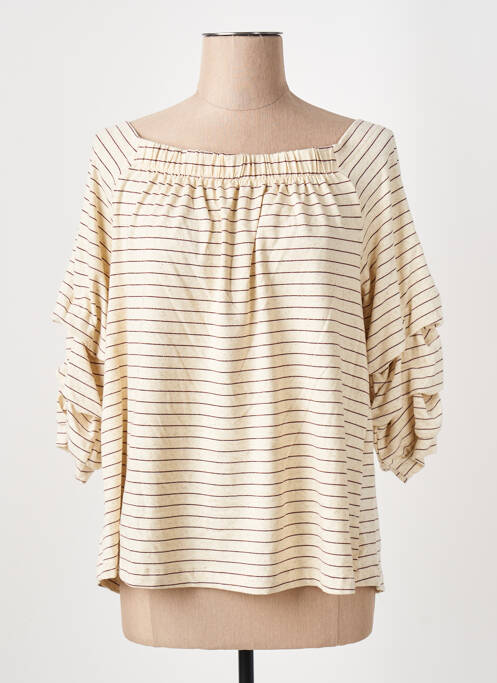 T-shirt beige LA FEE MARABOUTEE pour femme