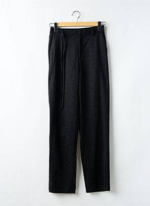 Pantalon droit fermeture zippée sous rabat avec crochet gris ROSEANNA femme