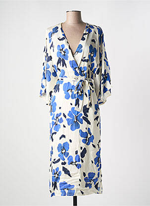 Robe longue imprimé fantaisie manches 3/4 bleu KOCCA femme