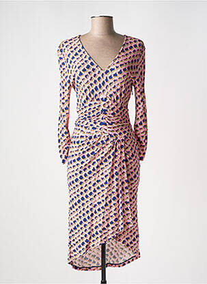 Robe mi-longue imprimé fantaisie manches longues rose DIANE VON FURSTENBERG femme